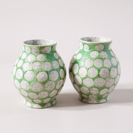 Large Green and Grey Polka Dot Vase Large