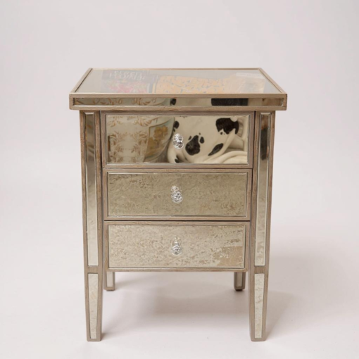 Mirrored 3-Drawer Bedside Tables - Image 2