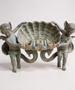 Two Cherub Bronze Wall Fountain Sculpture