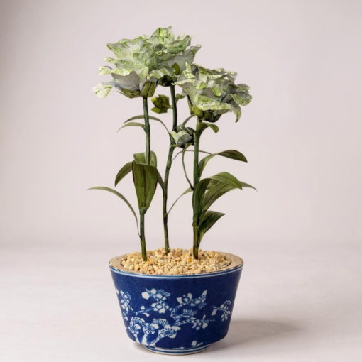 Tole Flower in a ceramic Blue and White Pot