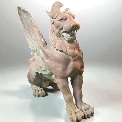 19th Century Monumental Pair of Cast Bronze Garden Griffins - Image 5