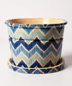 Hand-Painted Ceramic Planter Blue and White