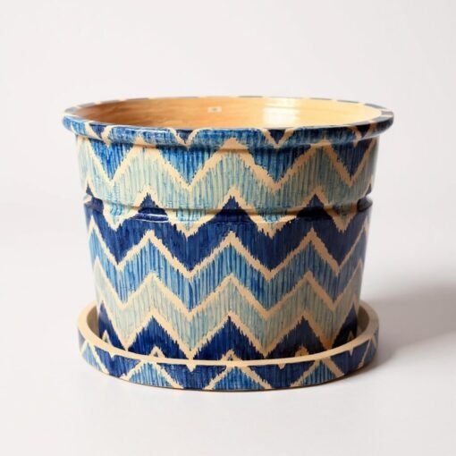 Hand-Painted Ceramic Planter Blue and White