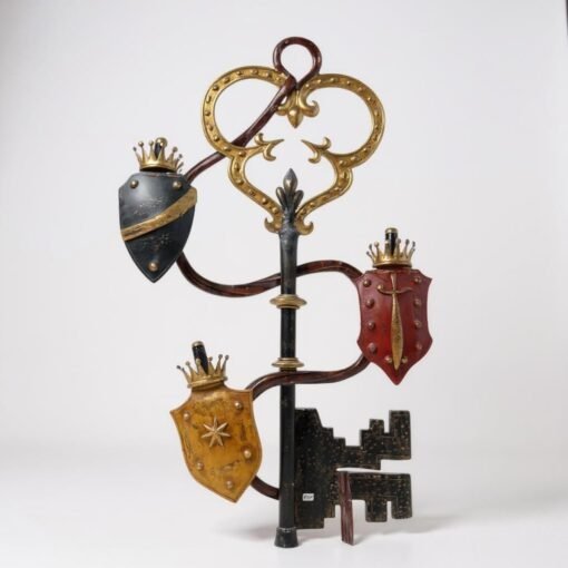 Vintage Mid Century XXL PALLADIO Heraldic Key Sconce Gothic Art Wall Lamp Light