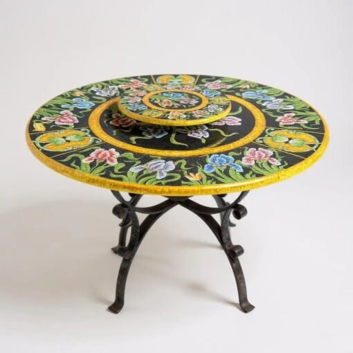 Italian Mosaic Side Table with Floral Motifs - Image 2