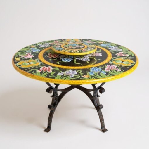 Italian Mosaic Side Table with Floral Motifs