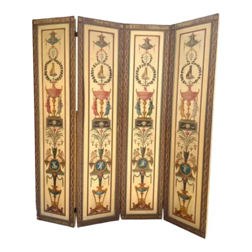 Mid 20th Century Italian 4-Panel Painted Wood Folding Screen - Image 5