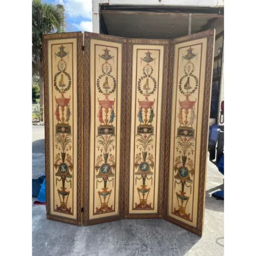 Mid 20th Century Italian 4-Panel Painted Wood Folding Screen - Image 2