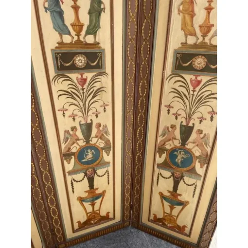 Mid 20th Century Italian 4-Panel Painted Wood Folding Screen - Image 4