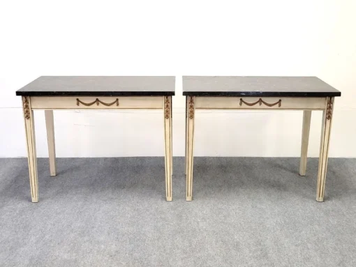 Pair of Neoclassical Style Marble Top Side Tables