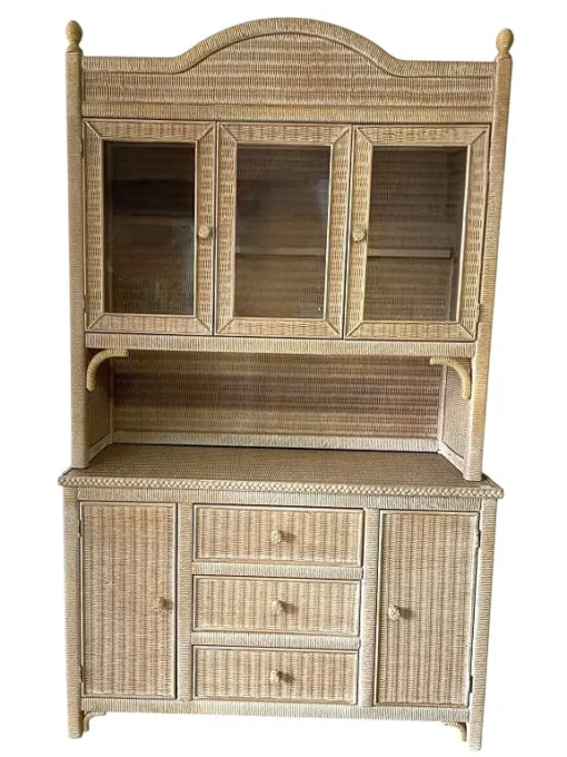 Vintage Henry Link Wicker Hutch & Sideboard Server - Image 3