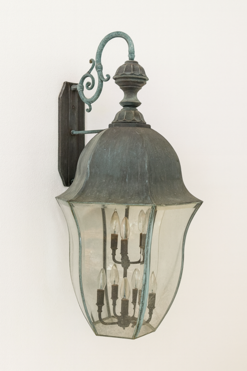 Pair of Antique Zinc Patinated Wall Lantern - Image 3