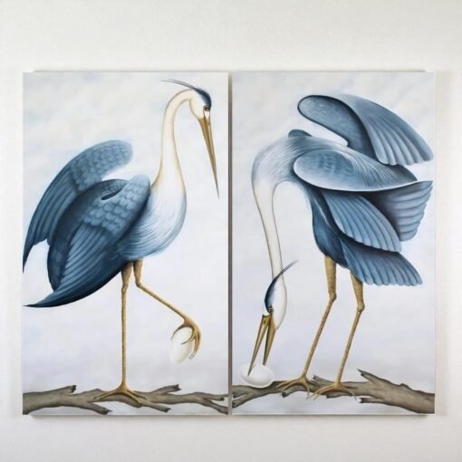 Italian Original Painting Blue Heron I and II