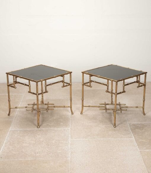 Hollywood Regency Gilt Metal Faux Bamboo Side Table - Image 4