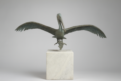 Bronze Life Size Perched Pelican Garden Sculpture - Image 3