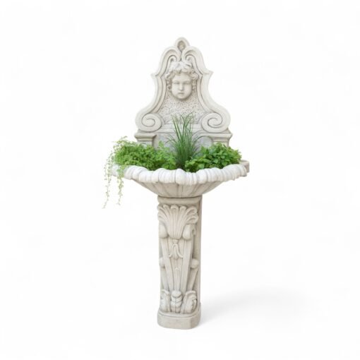 Spanish Cement Wall Cherub Fountain / Planter - Image 3