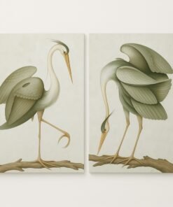 Italian Original Painting Green  Heron I and II