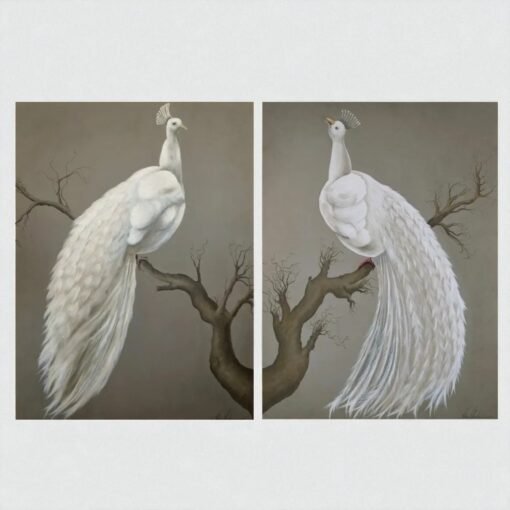 Italian Original Painting Imperial Peacock I and II