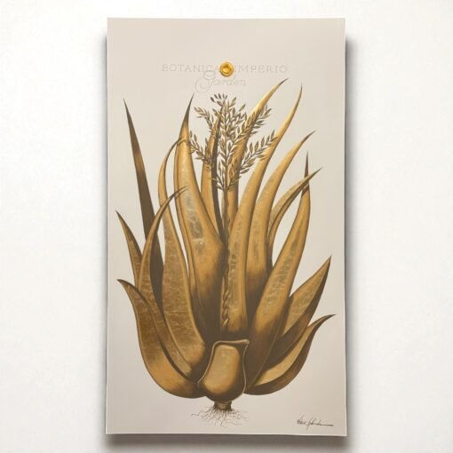 Italian original Painting Aloe Vera Gold Leaf I - Image 2