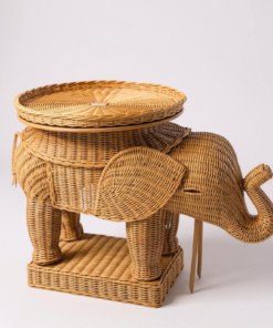 Side Table in the Shape of Wicker Elephant