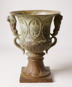 Pair of Bronze Planter with Lion Standing Handles