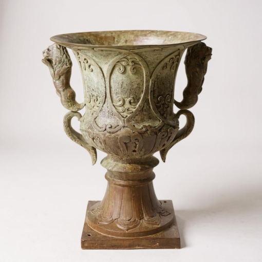 Pair of Bronze Planter with Lion Standing Handles