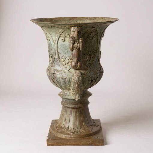 Pair of Bronze Planter with Lion Standing Handles - Image 2