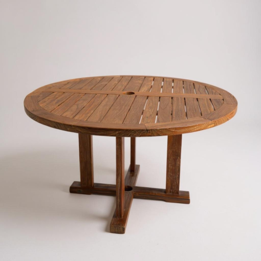 Outdoor Round Teak Dining Table and Chairs - Set - Image 3