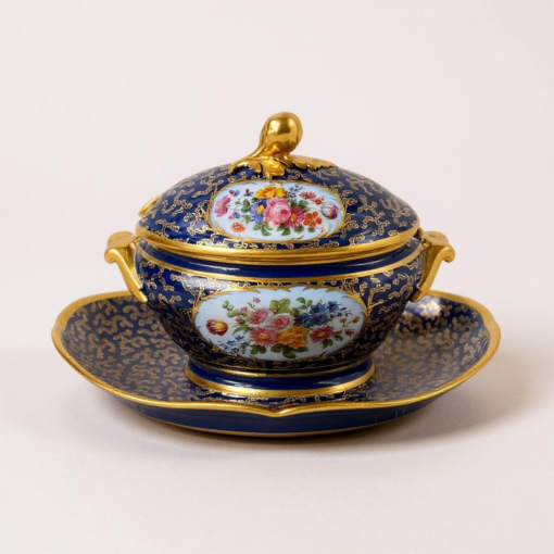 Vintage Porcelain Dinnerware & Tea Set with Gilt Detailing - Image 3
