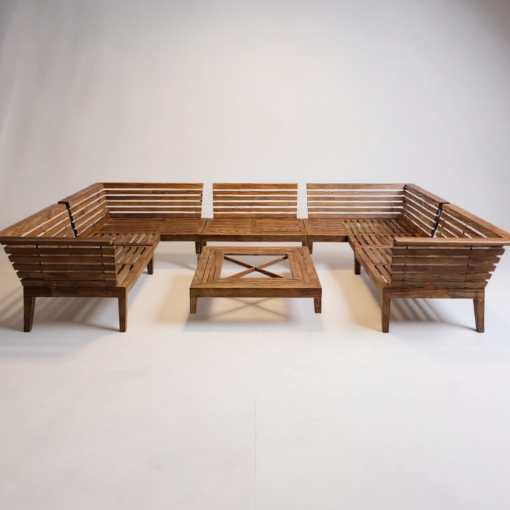 Set of Teak Patio Sectional with Coffee Table