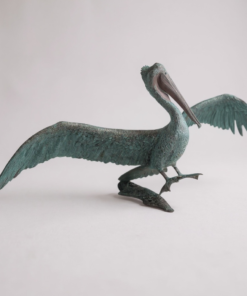 Bronze Life Size Perched Pelican Garden Sculpture