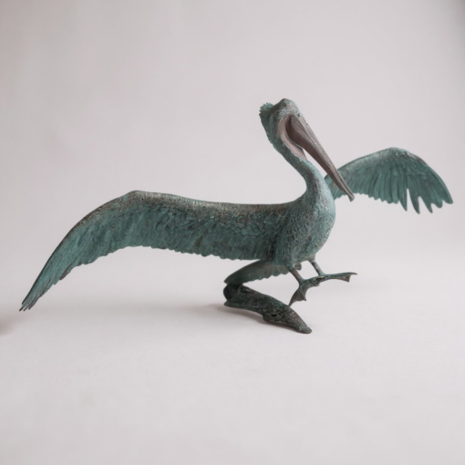 Bronze Life Size Perched Pelican Garden Sculpture