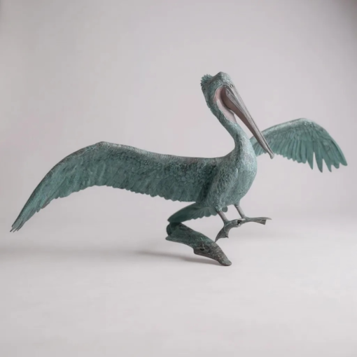 Bronze Life Size Perched Pelican Garden Sculpture - Image 2