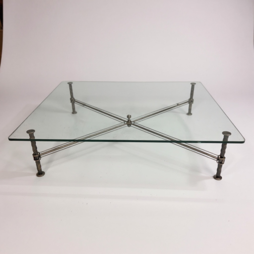 Antique Glass Coffee Table with Bronze Base