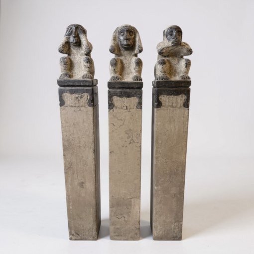 Set of Hand-Carved Granite Monkey Columns - Image 2