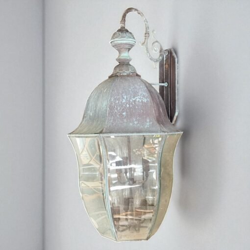 Pair of Antique Zinc Patinated Wall Lantern - Image 4