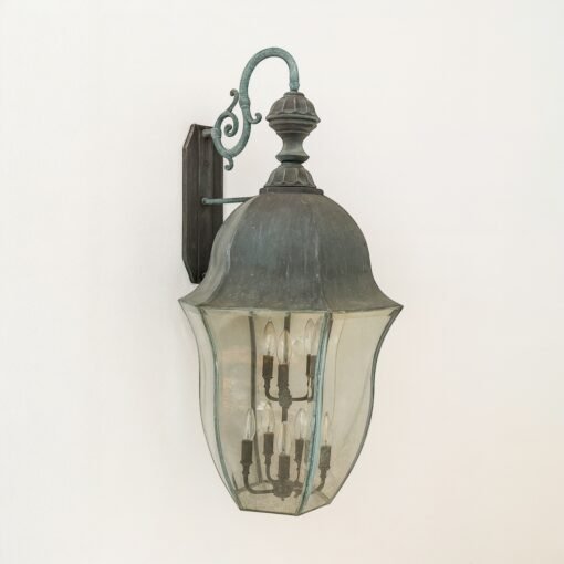 Pair of Antique Zinc Patinated Wall Lantern - Image 2