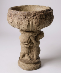 Antique English Garden Stone Planter with Patina and Moss