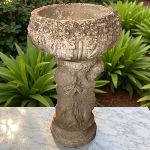 Antique English Garden Stone Planter with Patina and Moss - Image 2