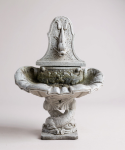 Spanish Wall Fountain with Fish with Natural Patina