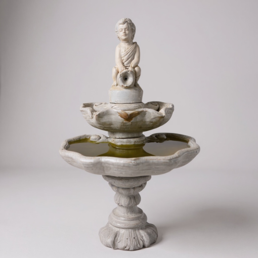 Stone Fountain with Cherub Figure