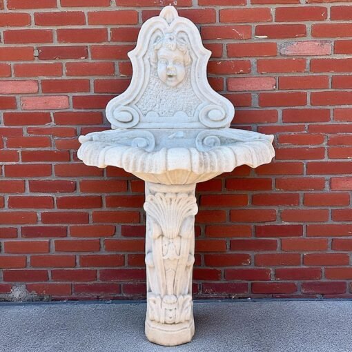 Spanish Cement Wall Cherub Fountain / Planter - Image 4