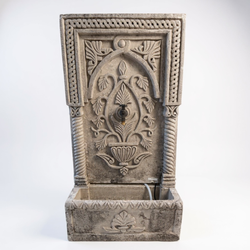 Moroccan Hand-Carved Patinated Fountain