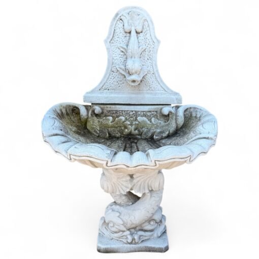 Spanish Wall Fountain with Fish with Natural Patina - Image 2