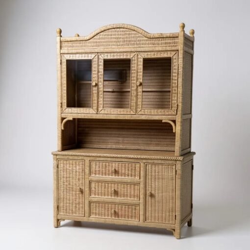 Vintage Henry Link Wicker Hutch & Sideboard Server - Image 2