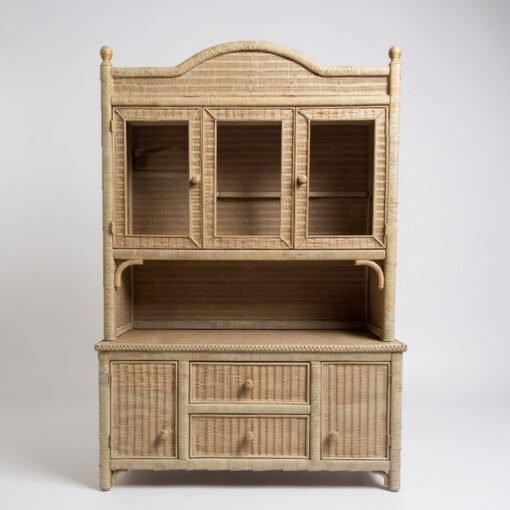 Vintage Henry Link Wicker Hutch & Sideboard Server