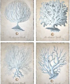 Italian Hand Painted Coral on Canvas