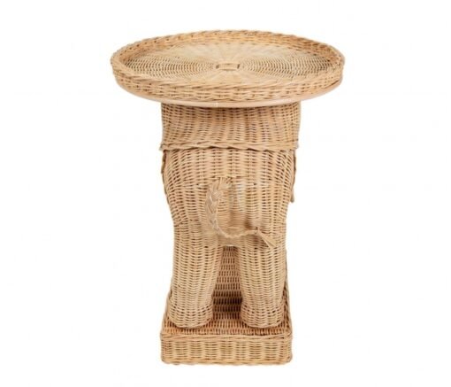 Side Table in the Shape of Wicker Elephant - Image 3