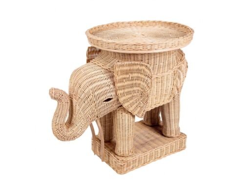 Side Table in the Shape of Wicker Elephant - Image 4