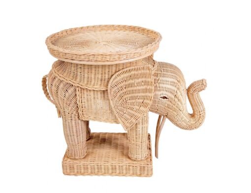 Side Table in the Shape of Wicker Elephant - Image 2